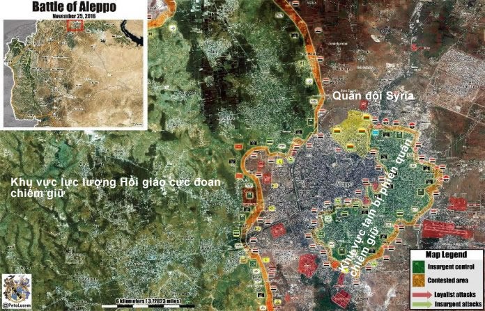 Bản đồ tình huống chiến trường phía Tây Ghouta