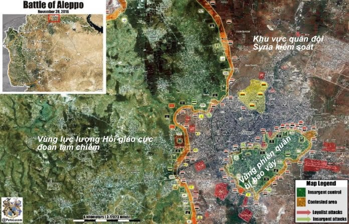 Bản đồ chiến sự khu vực phía đông thành phố Aleppo ngày 28.11.2016