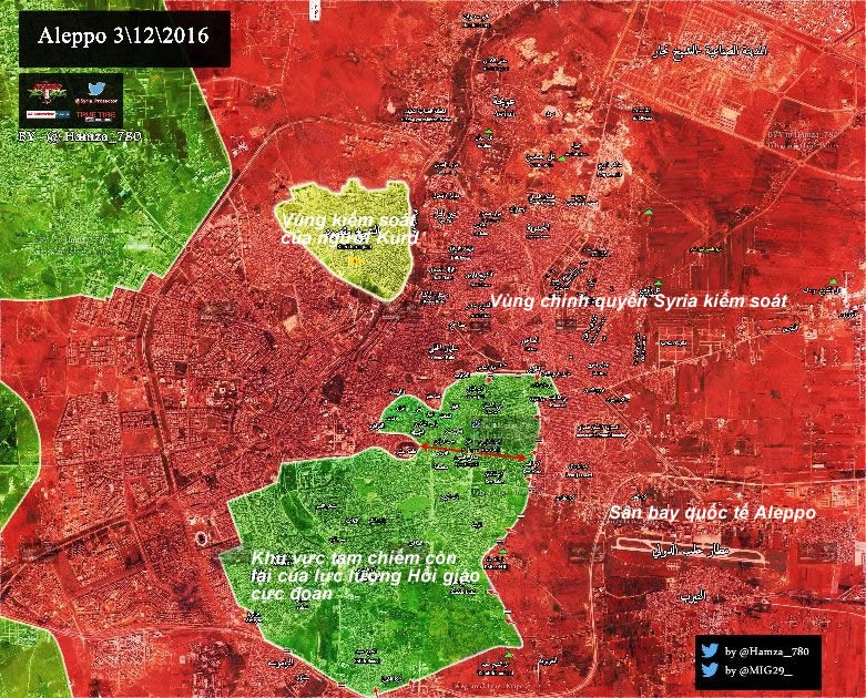 Vòng vây siết chặt trên vùng bị bao vây ở thành phố Aleppo