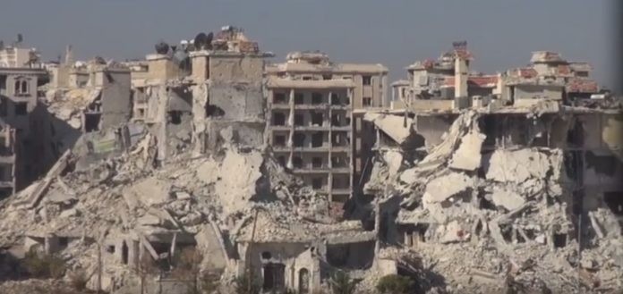 Khu phố Jamiyat al-Zahraa, nơi binh sĩ Syria tiêu diệt một nhóm bắn tỉa của lực lượng Hồi giáo cực đoan