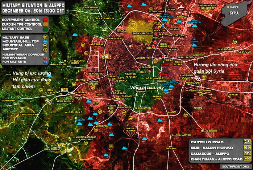 Tình hình chiến sự thành phố Aleppo tính đến ngày 06.12.2016