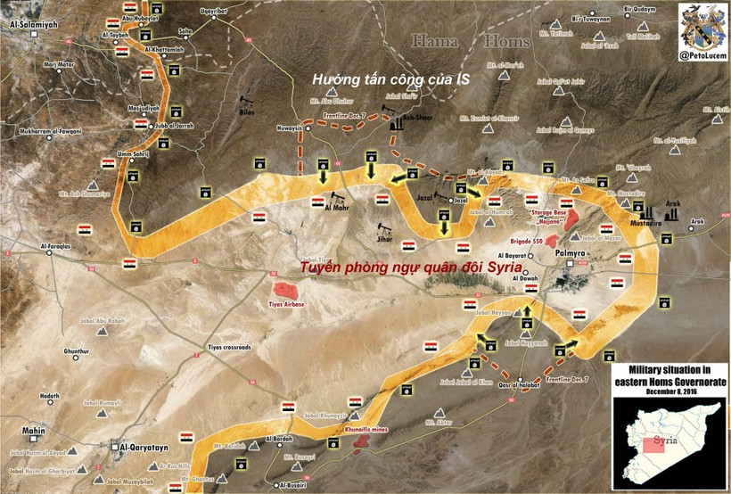 Bản đồ chiến sự chiến trường Palmyra