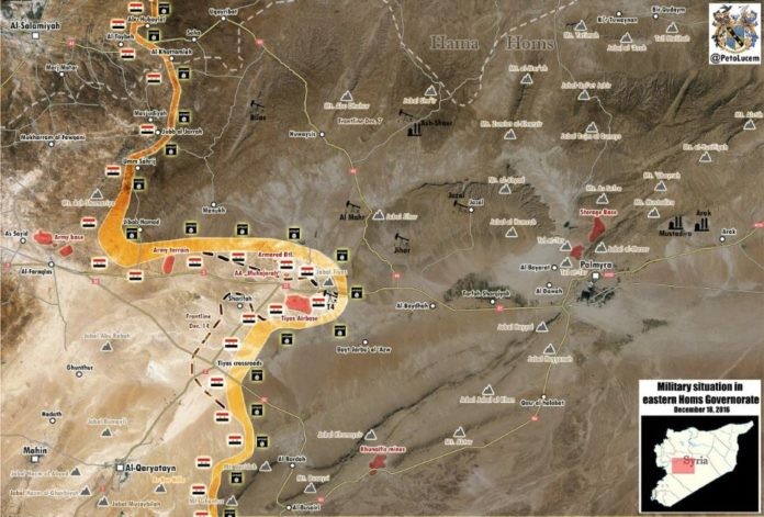 Chiến tuyến vùng sa mạc phía đông tỉnh Homs ngày 17.12.2016