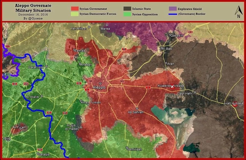 Tình huống chiến trường Aleppo sau cuộc tấn công giải phóng các quận phía đông Aleppo
