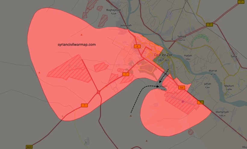 Khu vực phòng thủ chiến trường Deir eZZor bị chia cắt thành 2 theo Amaq của IS