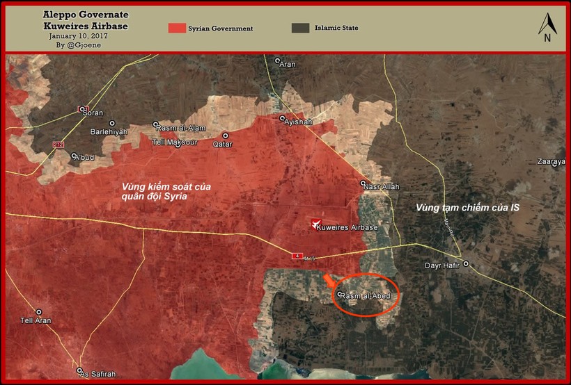 Bản đồ chiến sự khu vực phía đông Aleppo
