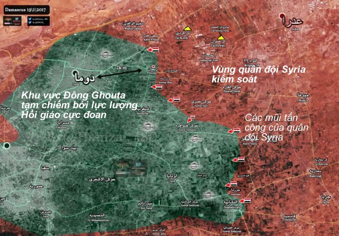 Bản độ chiến sự Đông Ghouta, vùng thị trấn Hazrama