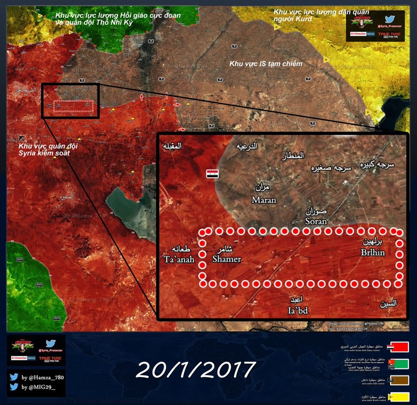 Bản đồ chiến sự khu vực phía đông thành phố Aleppo