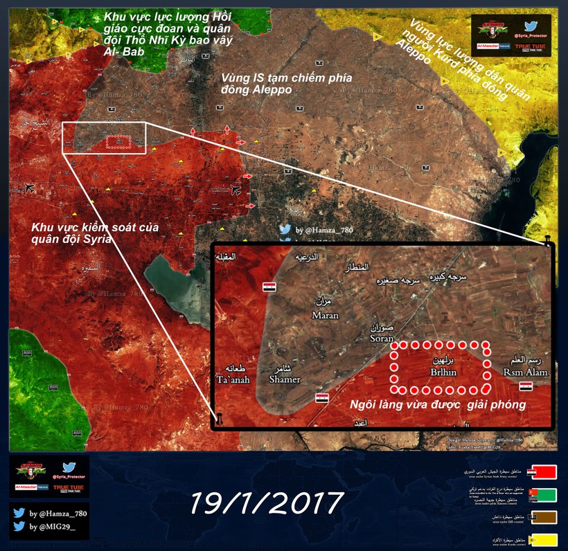 Bản đồ chiến sự lực lượng Tigers phía đông Aleppo