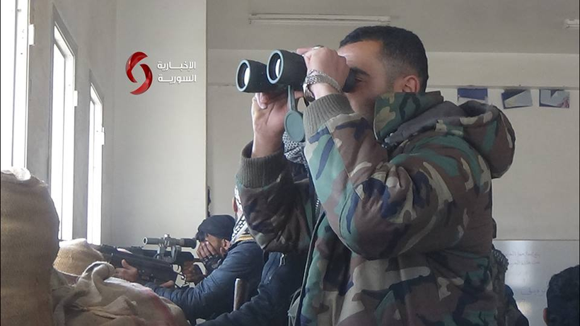 Một sở chỉ huy tiền phương của quân đội Syria trong vùng ngoại ô Damascus