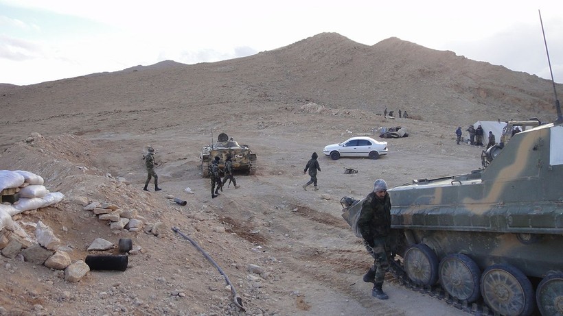 Các đơn vị quân đội Syria trên chiến trường Qalamount, ngoại ô tỉnh Damascus
