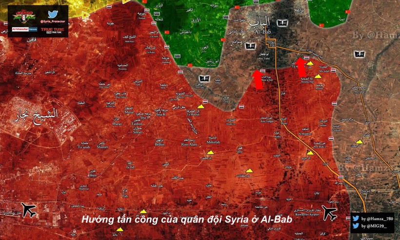 Bản đồ tình hình chiến sự phía đông Aleppo