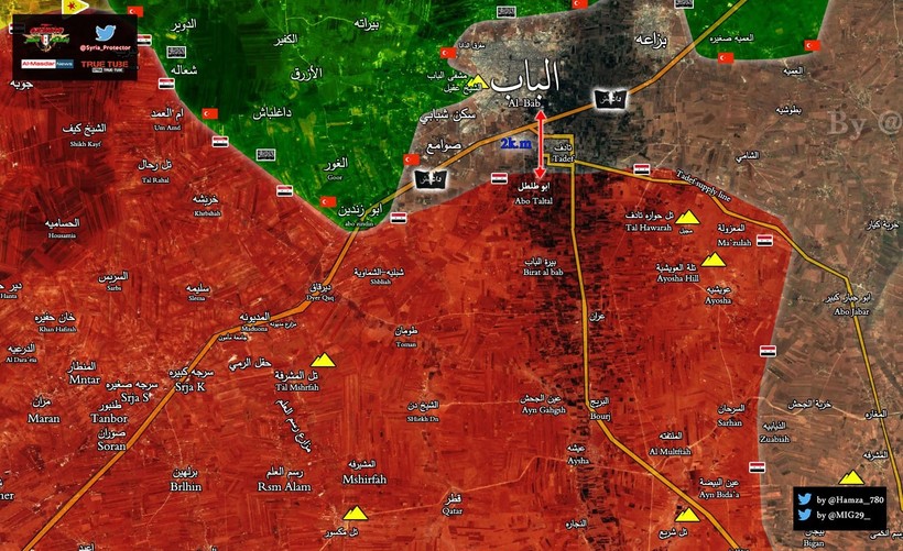 Quân đội Syria chỉ còn 2 km đến cửa ngõ phía đông thành phố Al-Bab
