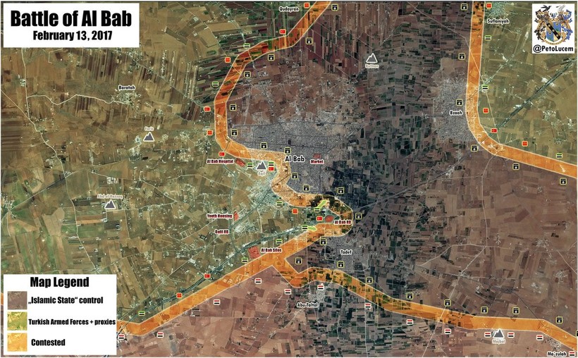 Bản đồ chiến sự thành phố Al-Bab, quân đội Thổ Nhĩ Kỳ tấn công IS