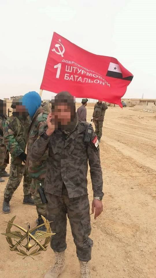 Quân kỳ của một tiểu đoàn quân tình nguyện thuộc quân đoàn 5, chiến đấu trên sa mạc tỉnh Homs