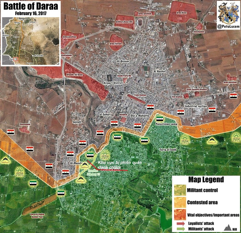 Bản đô thành phố Daraa, khu vực bị lực lượng Hồi giáo cực đoan đánh chiếm