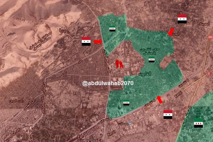 Quân đội Syria tấn công vào 2 quận ngoại ô Damascus, liền kề với khu vực Đông Ghouta