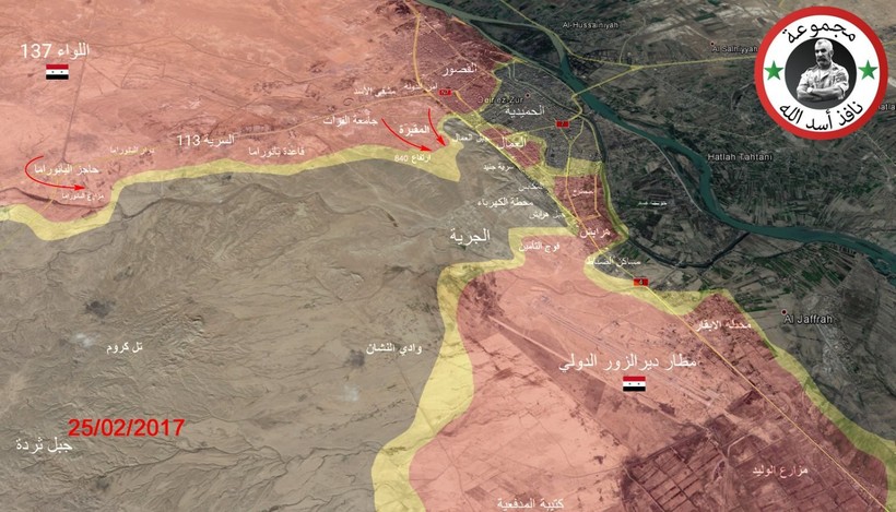 Bản đồ chiến sự thành phố Deir Ezzor tính đến ngày 25.02.2017