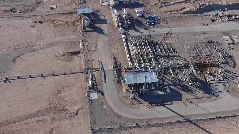 Khu mỏ khí gas Al-Mahr nhìn từ trên cao, đang bị IS chiếm giữ
