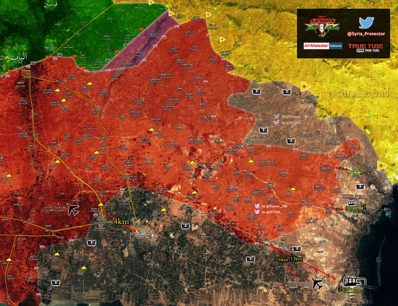 Bản đồ chiến sự vùng nông thôn phía đông Aleppo tính đến ngày 07.03.2017