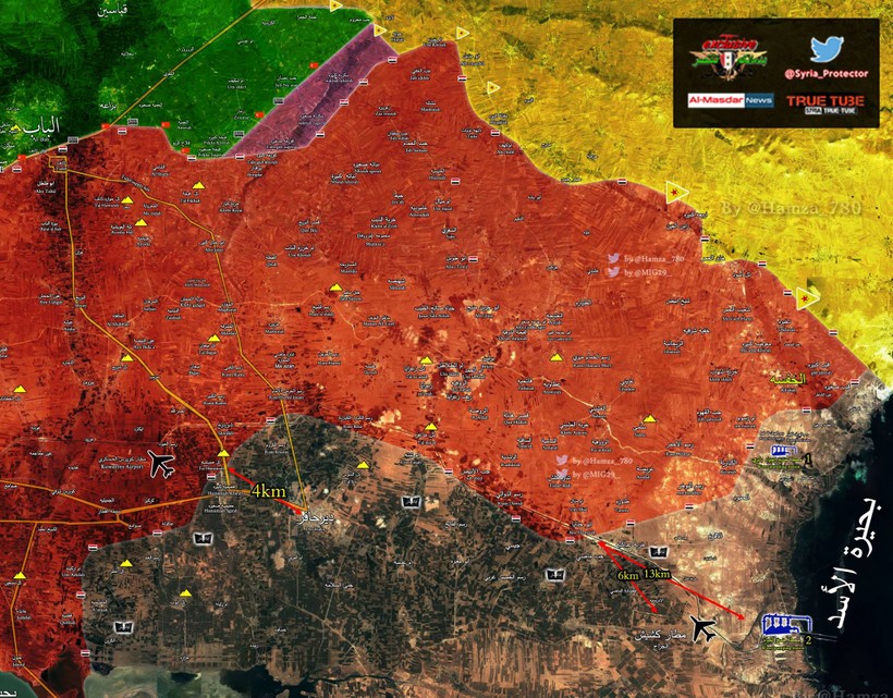 Bản đồ chiến sự ngoại ô thành phố Aleppo tính đến ngày 07.03.2017