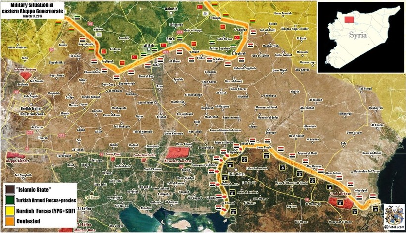 Bản đồ chiến sự đông Aleppo, ngày 17.03.2017