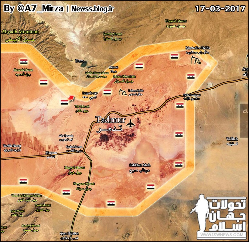 Bản đồ chiến sự thành phố Palmyra ngày 17.03.2017