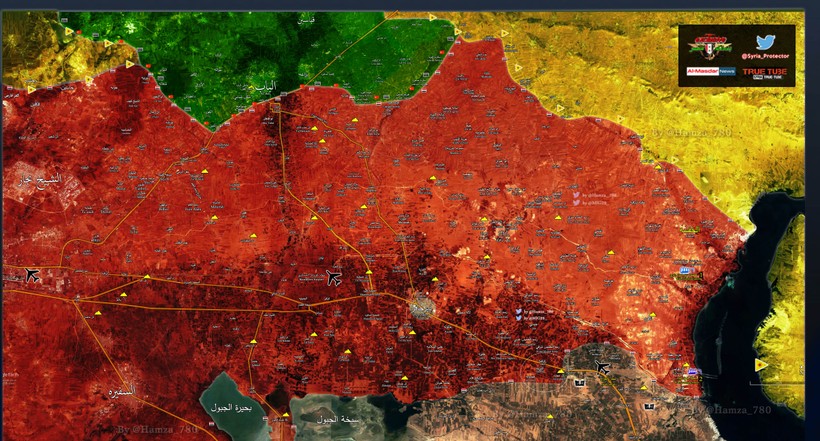 Bản đồ tình hình chiến sự vùng nông thôn phía đông Aleppo