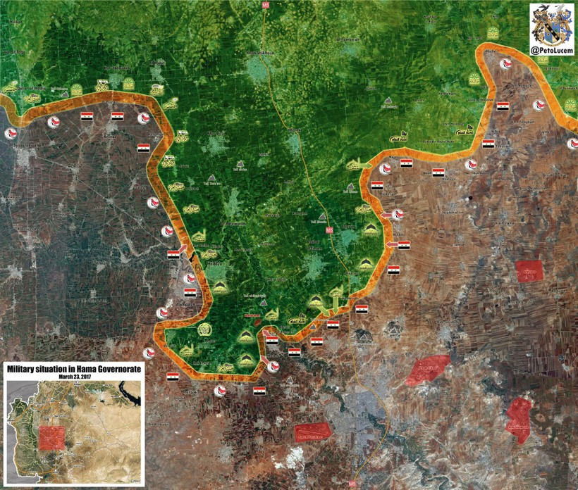 Bàn đồ chiến sự chiến trường Hama tính đến ngày 28.03.2017