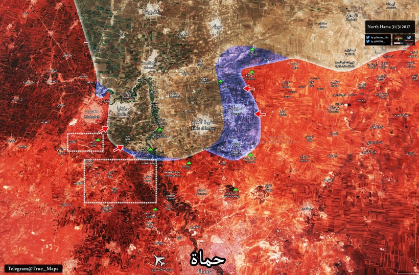 Bản đồ chiến sự chiến trường bắc Hama, tình hình thay đổi nhanh chóng