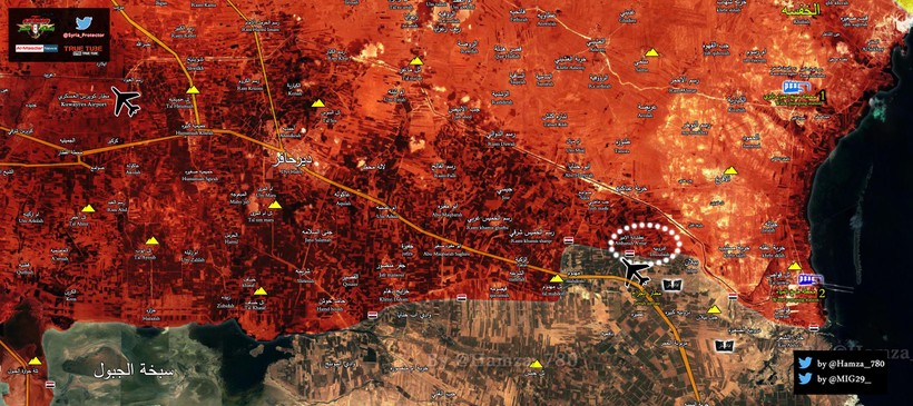 Bản đồ chiến sự vùng nông thôn phía đông Aleppo