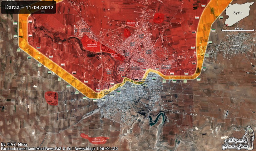 Bản đồ chi tiết vùng chiến sự quận Al – Manshiya thuộc thành phố Daraa