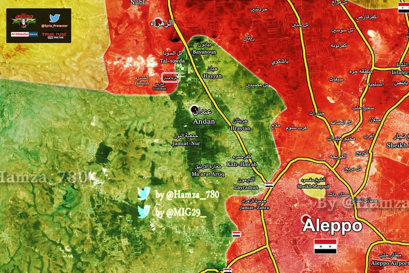 Bản đồ chiến sự phía tây thành phố Aleppo
