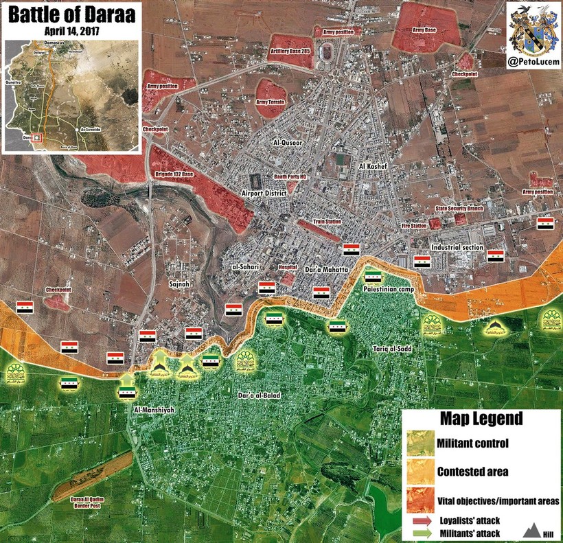 Chiến tuyến thành phố Daraa tính đến ngày 14.04.2017