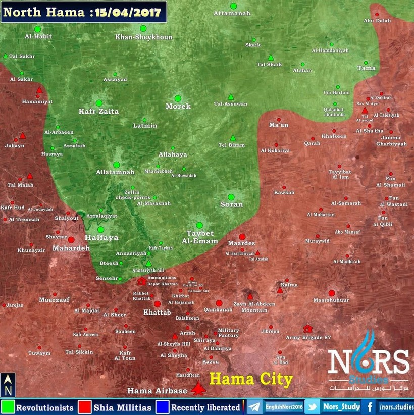 Bản đồ chiến sự miền Bắc tỉnh Hama