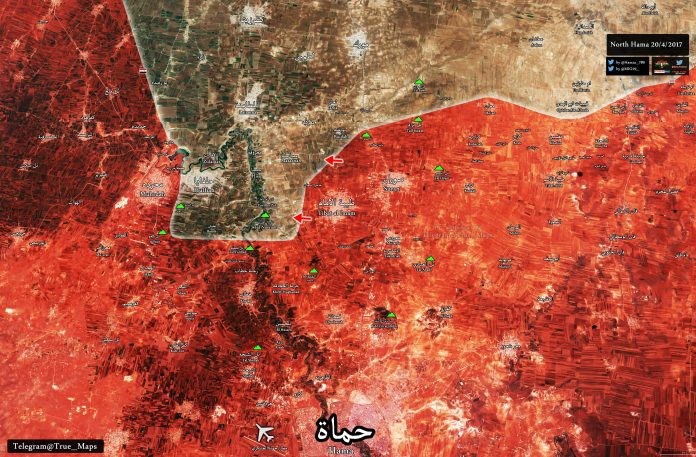 Bản đồ tình hình chiến sự miền bắc tỉnh Hama