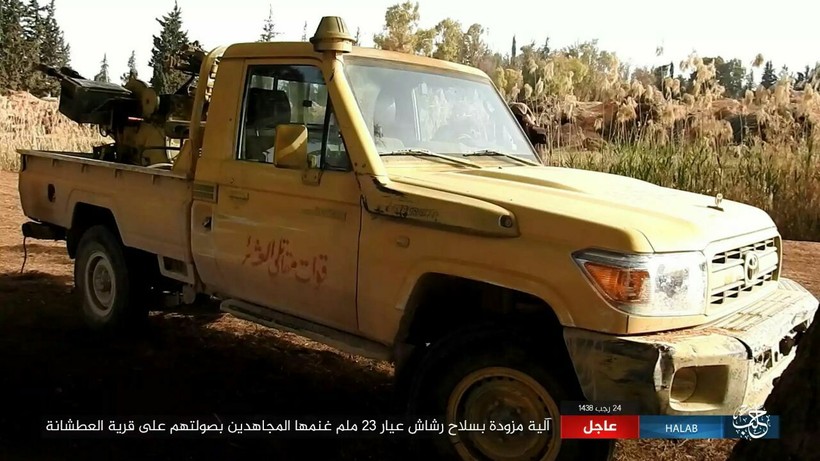 Một xe cơ giới bán tải gắn súng phòng không 23 mm, IS tuyên bố chiếm được của quân đội Syria