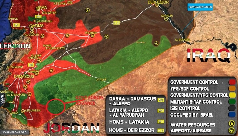 Khu vực tiến công của quân đội Syria trên chiến trường Sweida