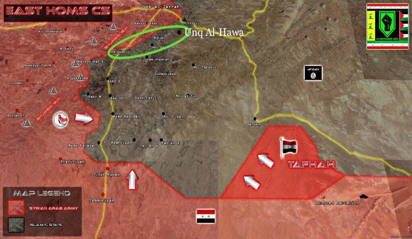 Hướng tấn công tiếp theo của quân đội Syria trên vùng sa mạc phía đông tỉnh Homs