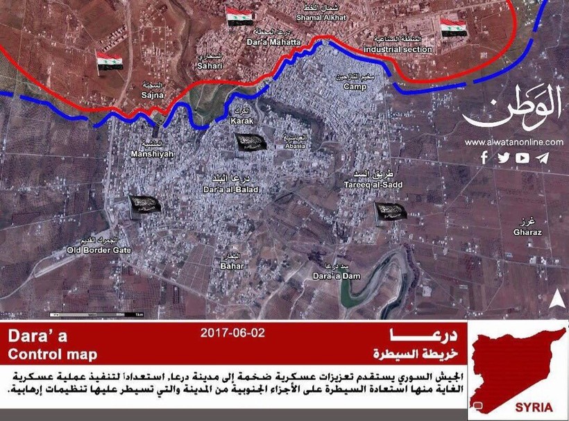 Chiến tuyến thành phố Daraa tính đến ngày 02.06.2017