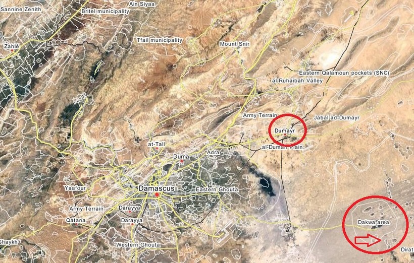 Khu vực cao điểm Dakwah trên hướng đông thủ đô Syria Damascus