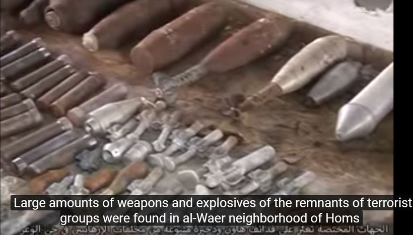 Kho vũ khí lớn phát hiện được trong quân Al-Waer thành phố Homs