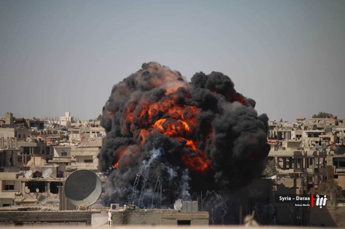Không quân Syria không kích dữ dội vào chiến tuyến của phiến quân ở Daraa
