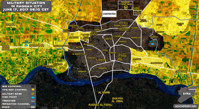 Bản đồ chiến sự chiến trường Raqqa tình đến ngày 17.06.2017