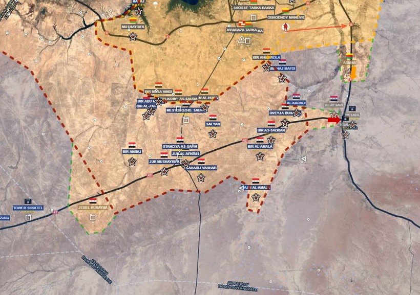 Bản đồ tình hình chiến sự khu vực chiến trường phía tây Raqqa