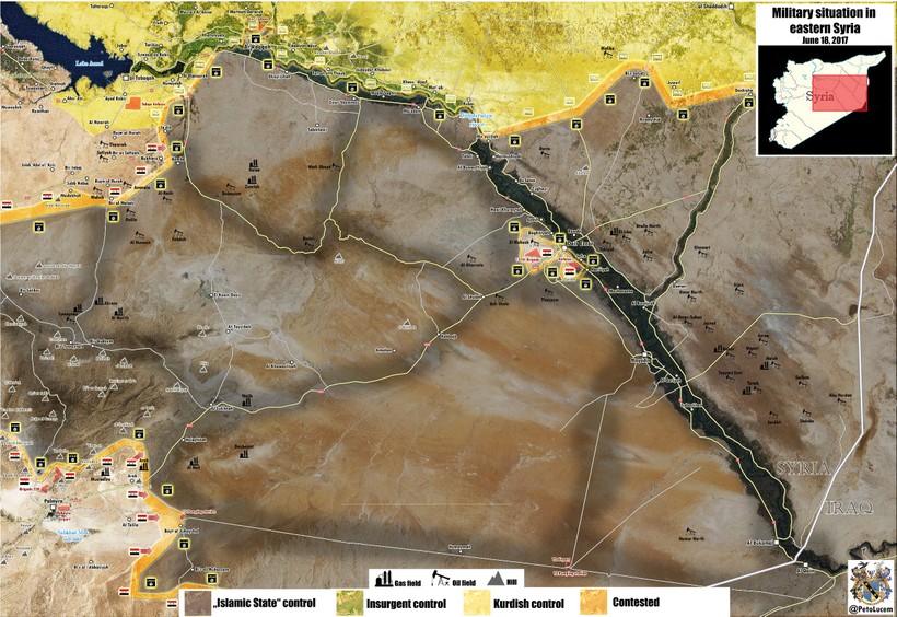 Hình thái chiến trường tỉnh Raqqa-Deir Ezzor tính đến ngày 18.06.2017