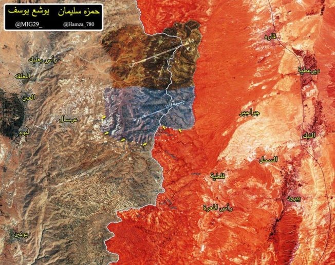 Bản độ chiến sự vùng rừng núi Faleeta trên biên giới Lebanon - Syria
