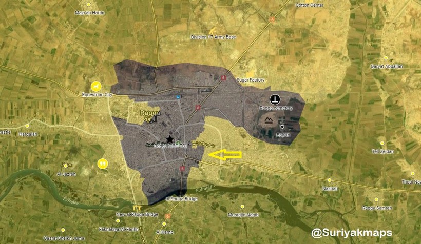 Bản đồ chiến sự thành phố Raqqa tính đến ngày 30.07.2017