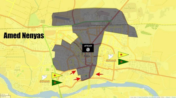 Bản đồ tình hình chiến sự thành phố Raqqa, tính đến ngày 31.07.2017