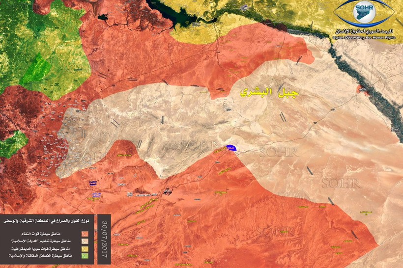 Bản đồ tình hình chiến sự trung tâm Syria tính đến ngày 30.07.2017